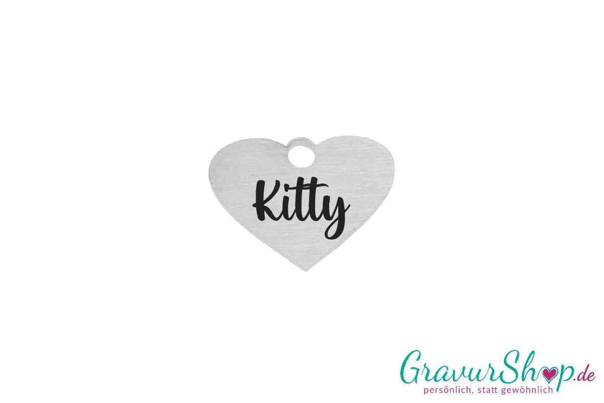 Katzenmarke mit Gravur Edelstahl Herz - Nr. 04 XS Muster Vorderseite