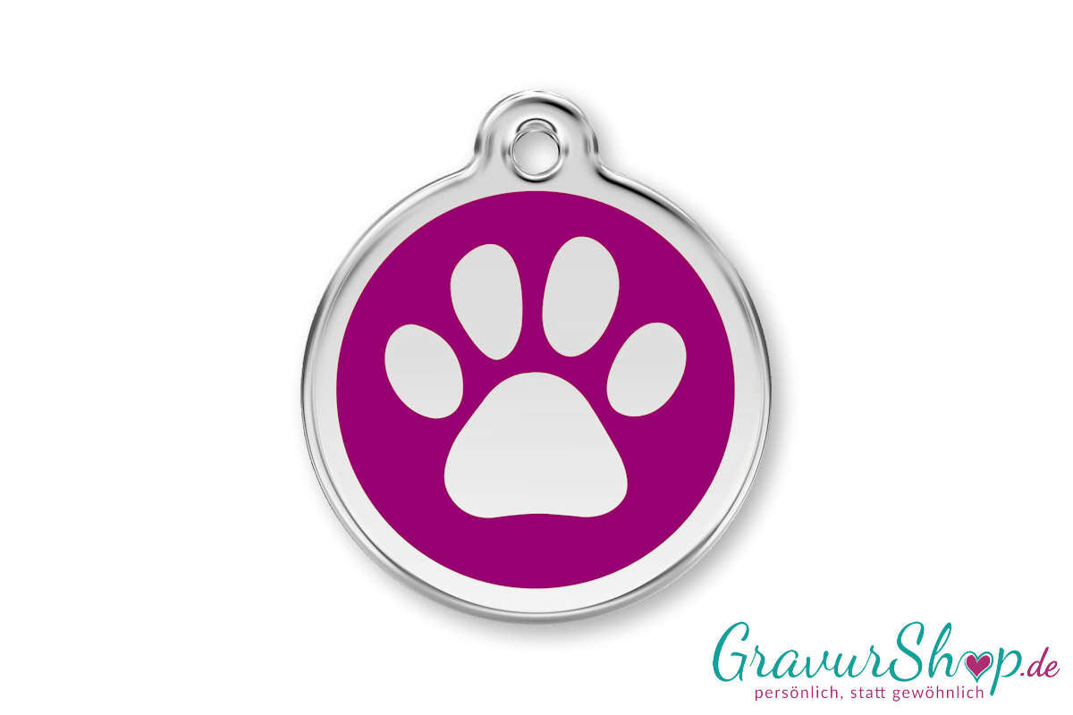 Hundemarke 13 M mit Gravur Magenta