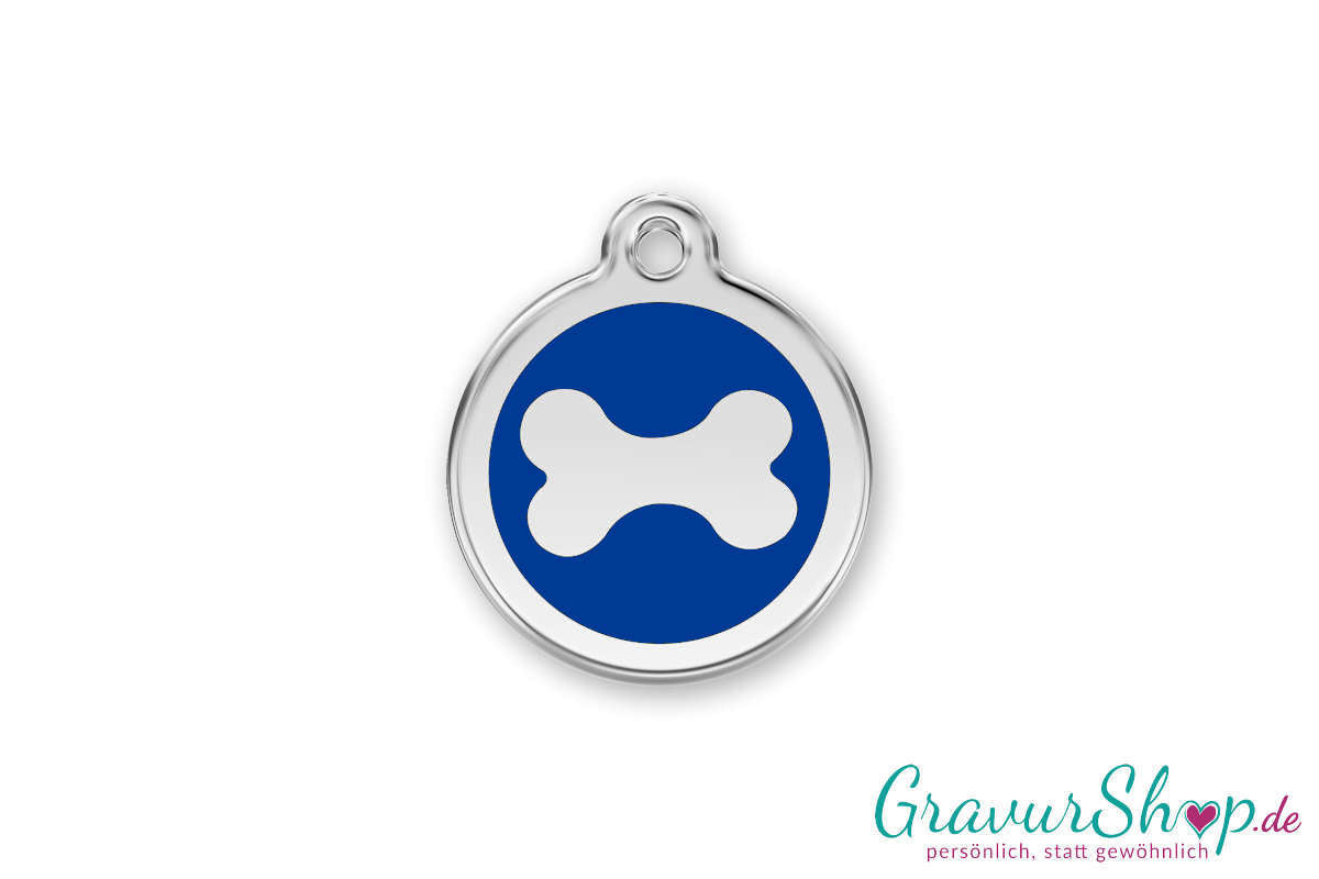Hundemarke 14 S mit Gravur Blau