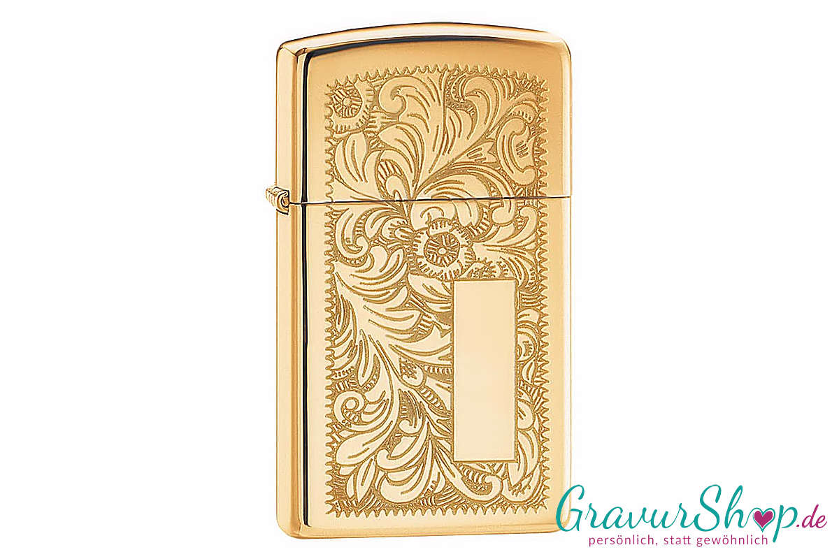 Zippo Venetian High Polish Brass SLIM mit Gravur Bild 3