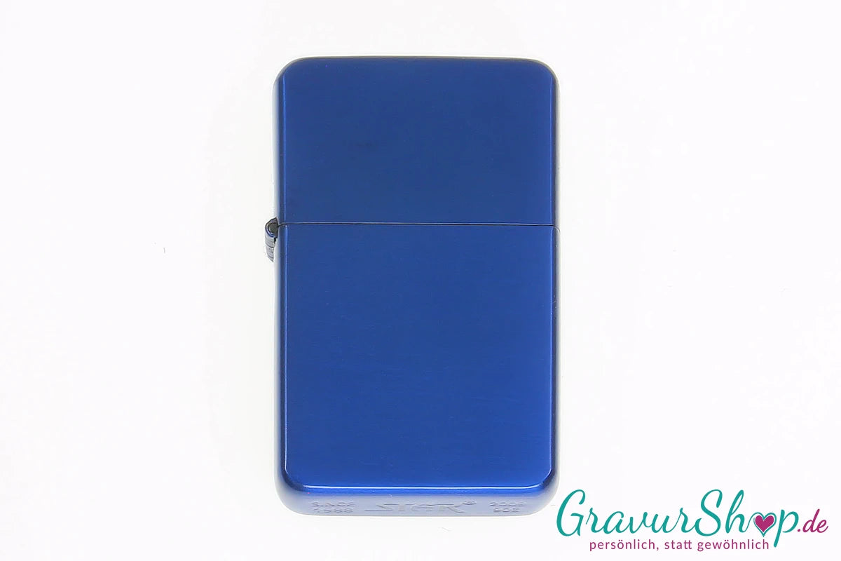 Benzin Feuerzeug blue brushed mit Gravur