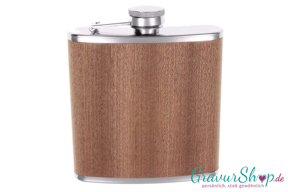 Flachmann Holz Braun mit Gravur Muster 3