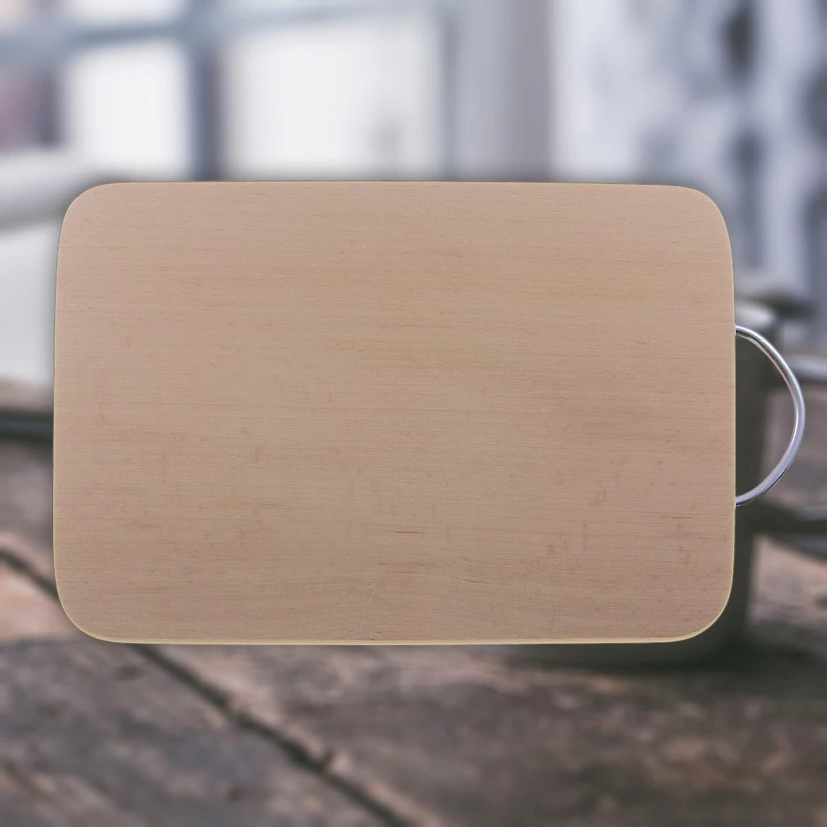 Personalized Engraved Cutting Board – Your Own Photo & Text | Beechwood with Metal Handle