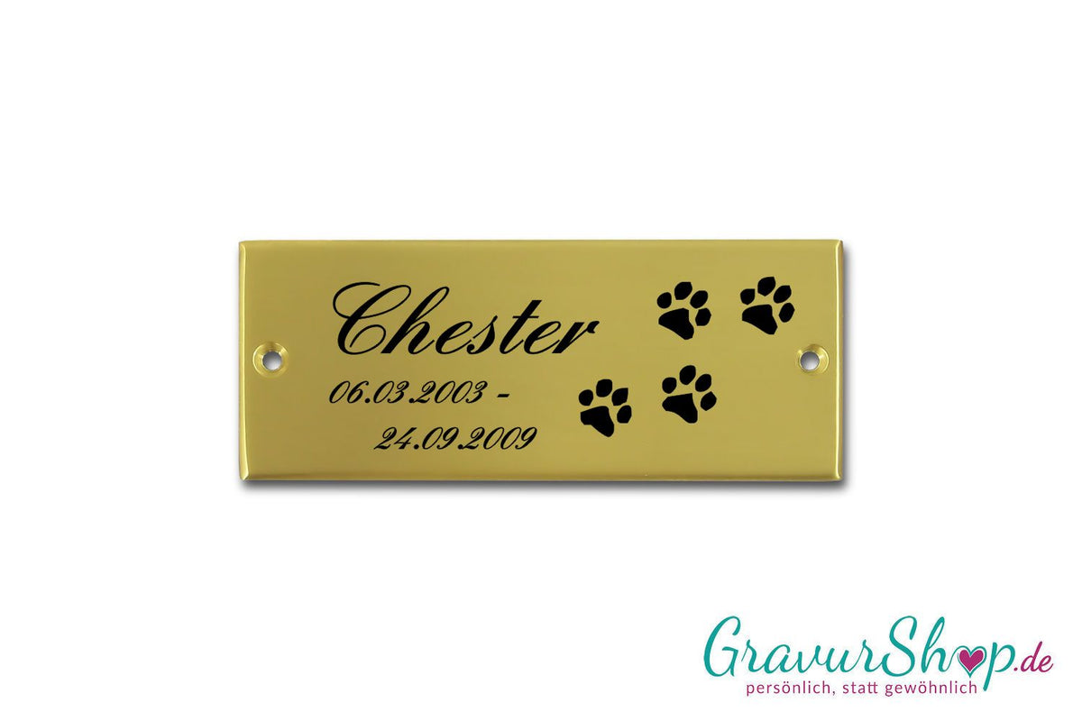 Grabschild für Tiere 01 Messing mit Lasergravur