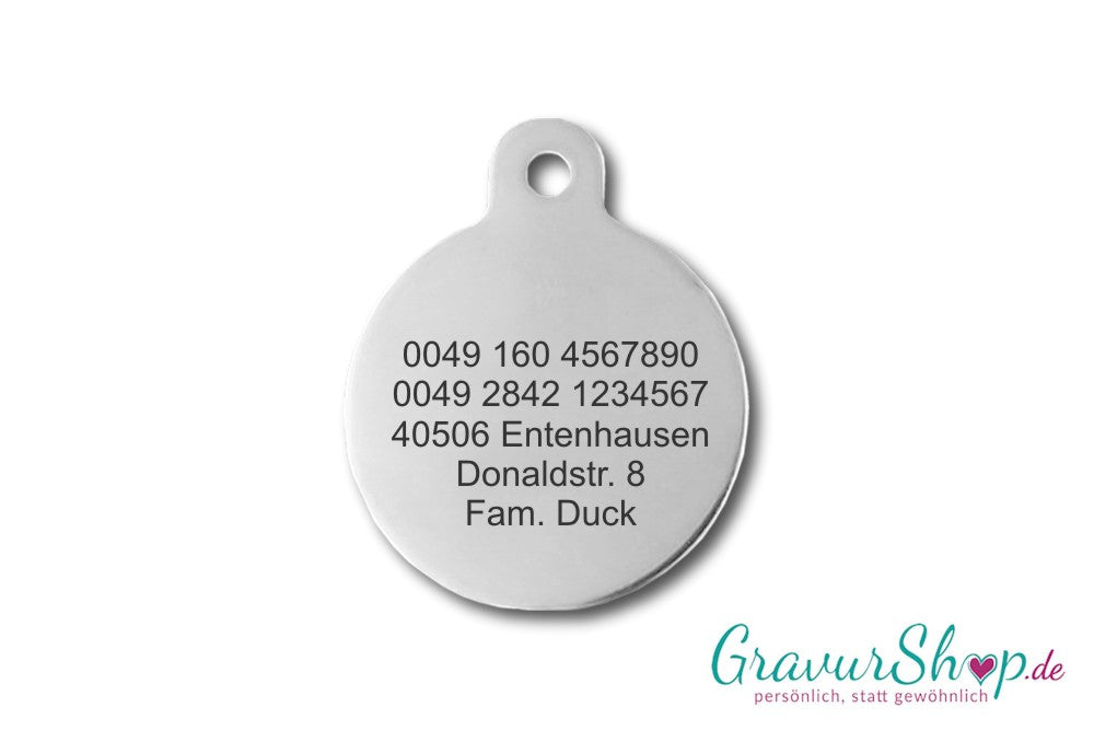 Hundemarken 09 M mit Gravur Hinten