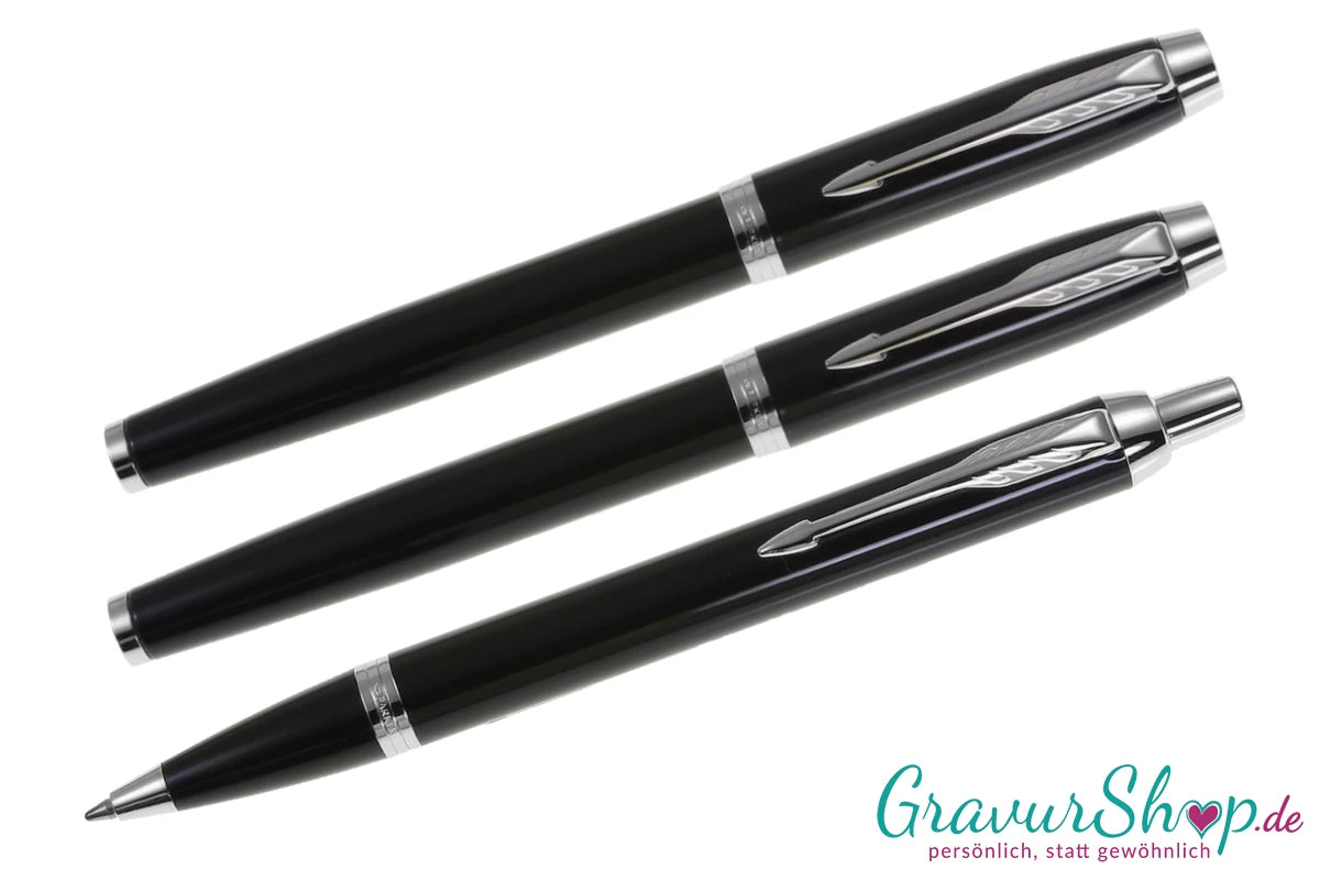 Parker IM Schreibset Black Lacquer C.C. Kuli Füller Tintenroller mit Gravur