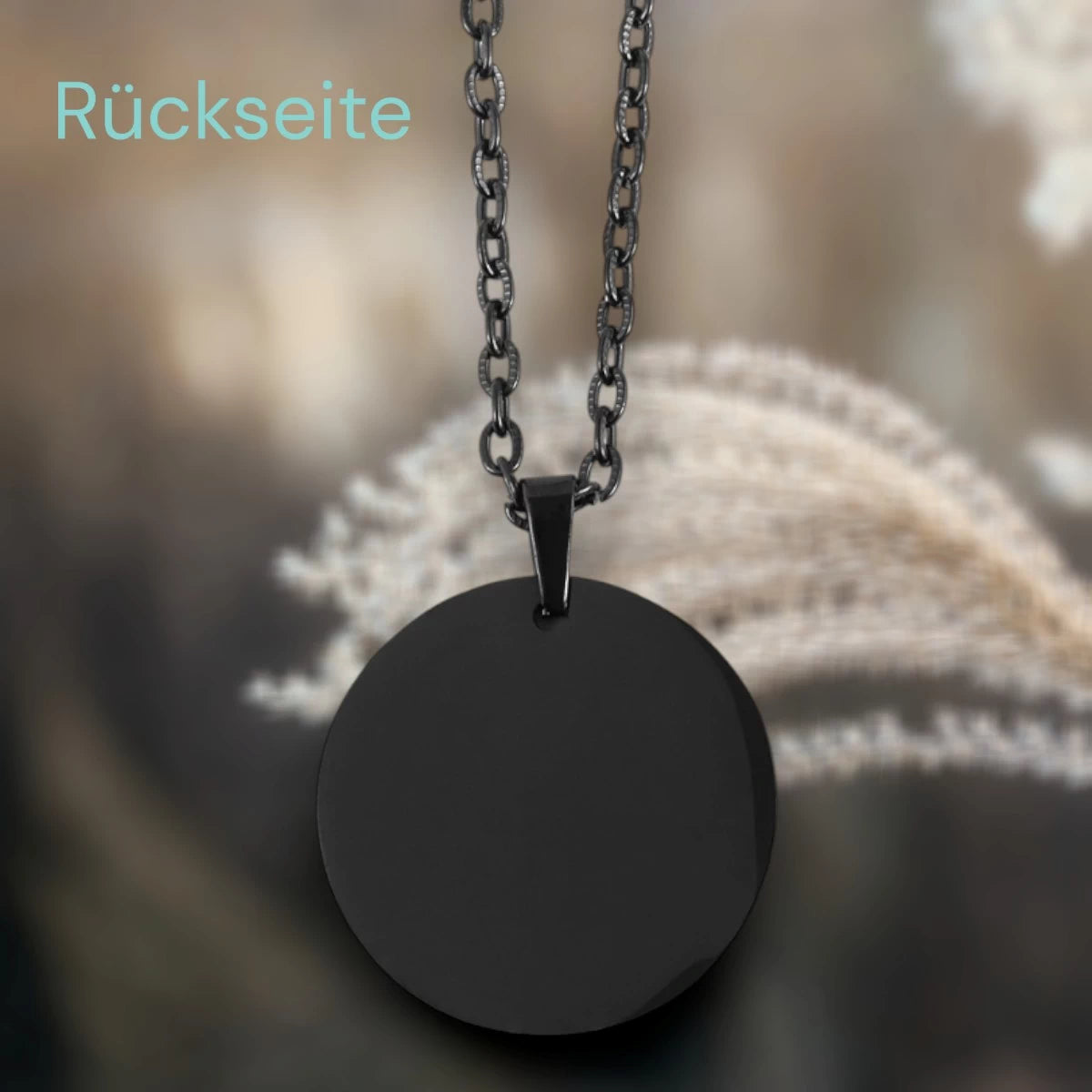 Runder Edelstahl Anhänger 25 mm - 04 Schwarz - inkl. Gravur und passender Kette