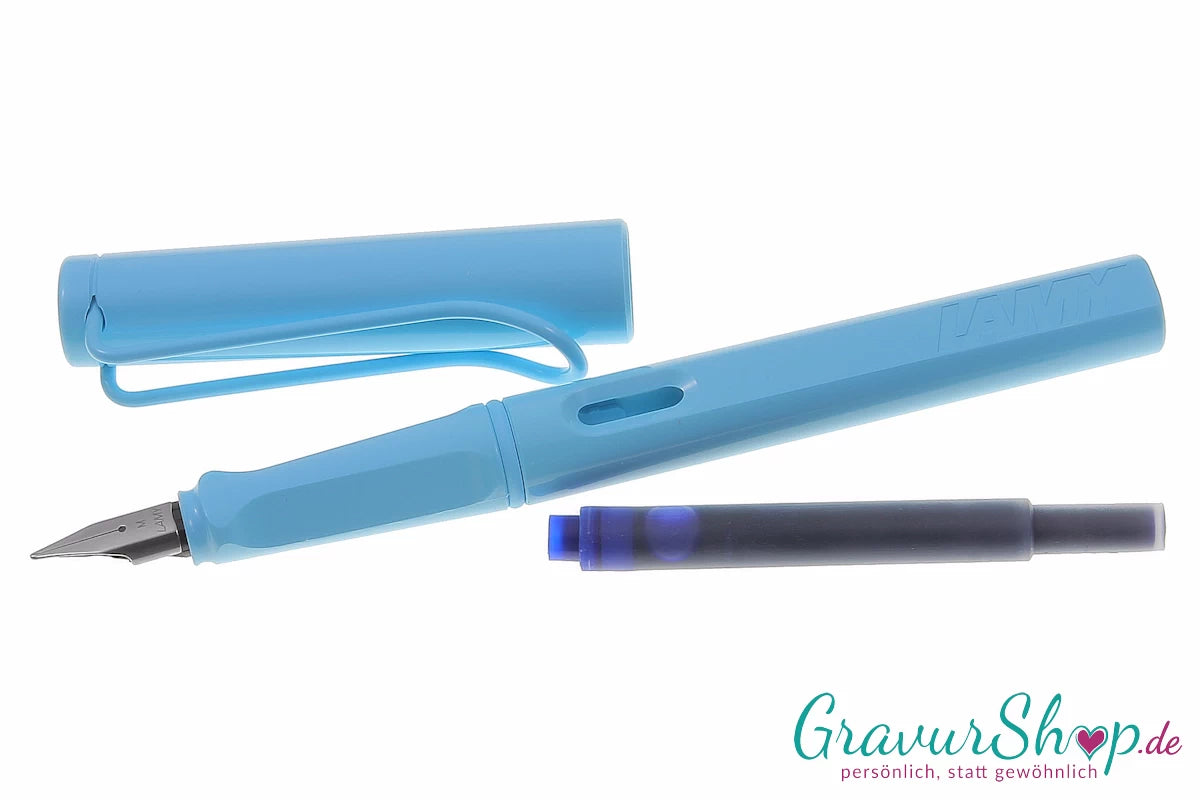 LAMY Safari Schreibset Füller aquasky mit Gravur
