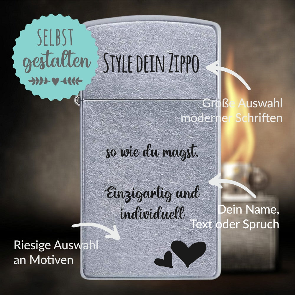 Zippo® Slim with Engraving | Street Chrome | Personalized Windproof Lighter