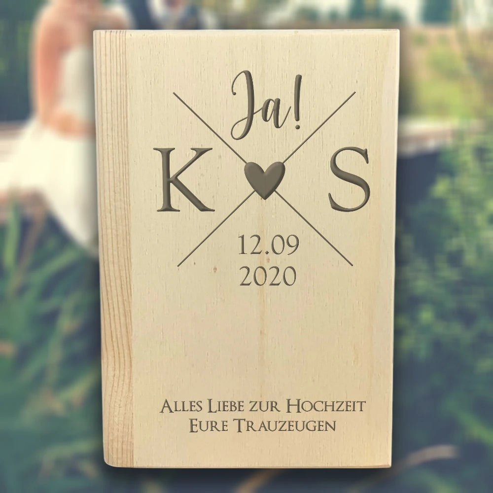 Personalized Piggy Bank "Yes! Heart with Initials" | Savings Book for Wedding | Wedding Gift