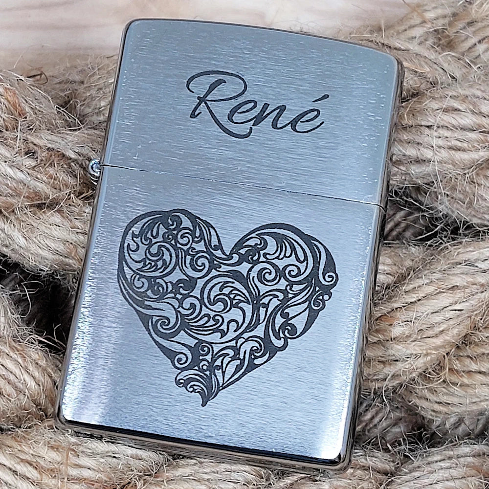 Original Zippo® Chrome Brushed | Feuerzeug mit Gravur | Personalisiertes Sturmfeuerzeug