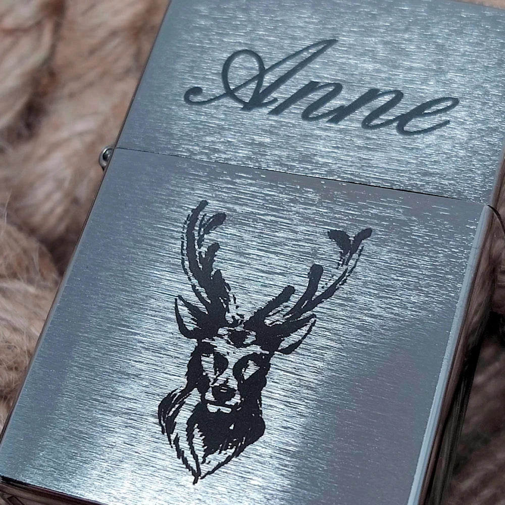 Original Zippo® Chrome Brushed | Feuerzeug mit Gravur | Personalisiertes Sturmfeuerzeug