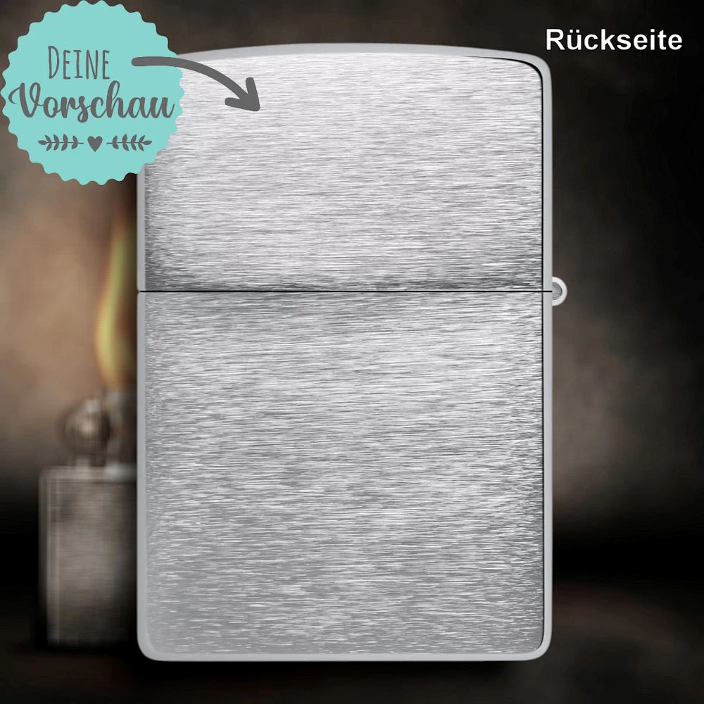 Original Zippo® Chrome Brushed | Feuerzeug mit Gravur | Personalisiertes Sturmfeuerzeug