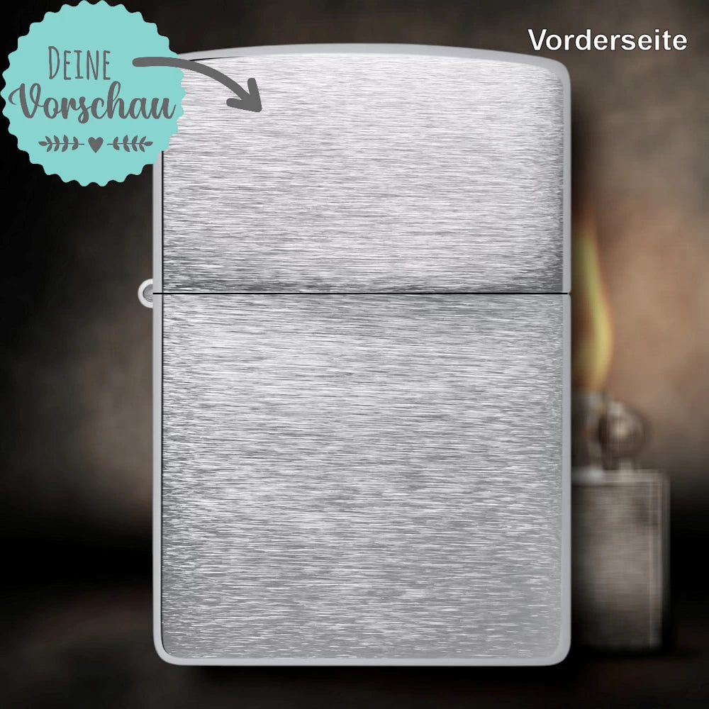 Original Zippo® Chrome Brushed | Feuerzeug mit Gravur | Personalisiertes Sturmfeuerzeug
