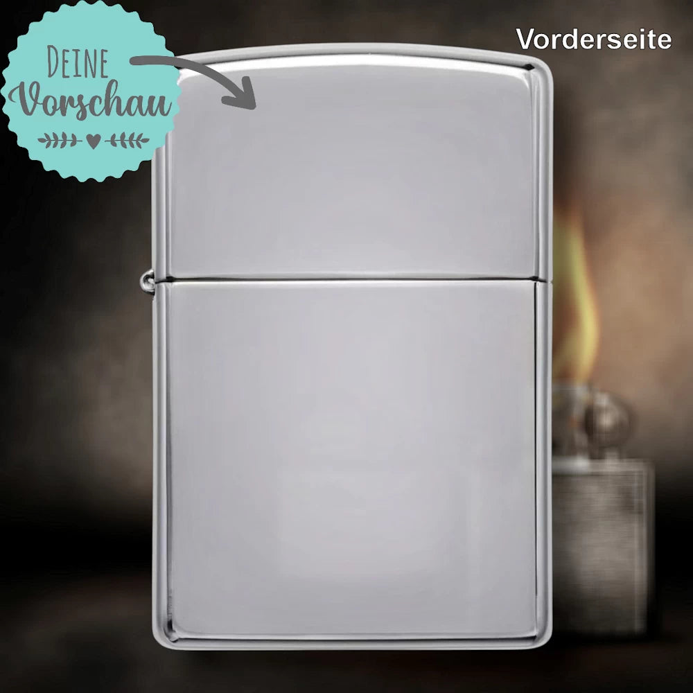 Original Zippo® Chrome High Polish | Feuerzeug mit Gravur | Personalisiertes Sturmfeuerzeug