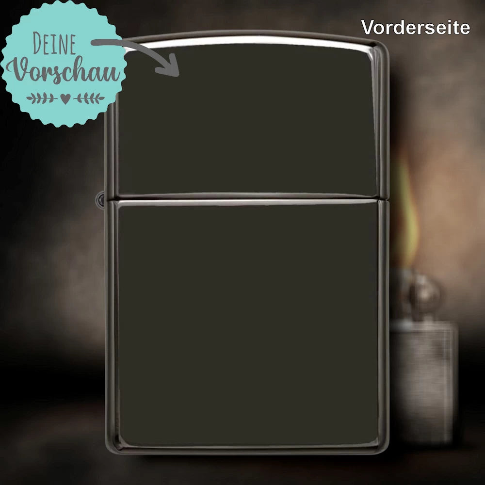 Original Zippo® High Polish Black | Feuerzeug mit Gravur | Personalisiertes Sturmfeuerzeug