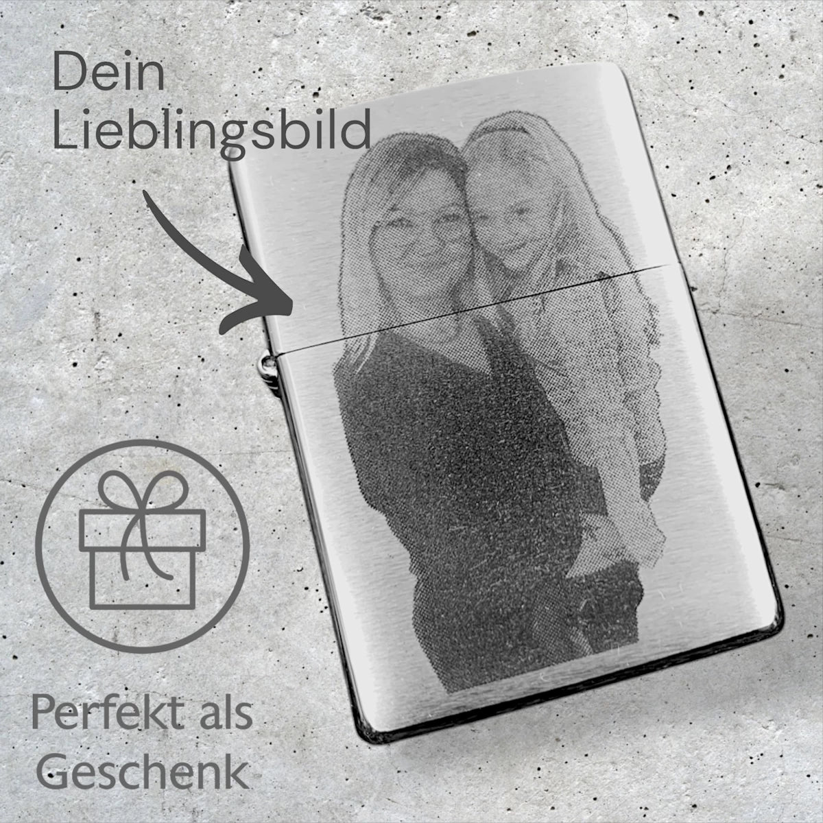 Zippo with Photo Engraving | Personalized Windproof Lighter with your Picture | Chrome brushed