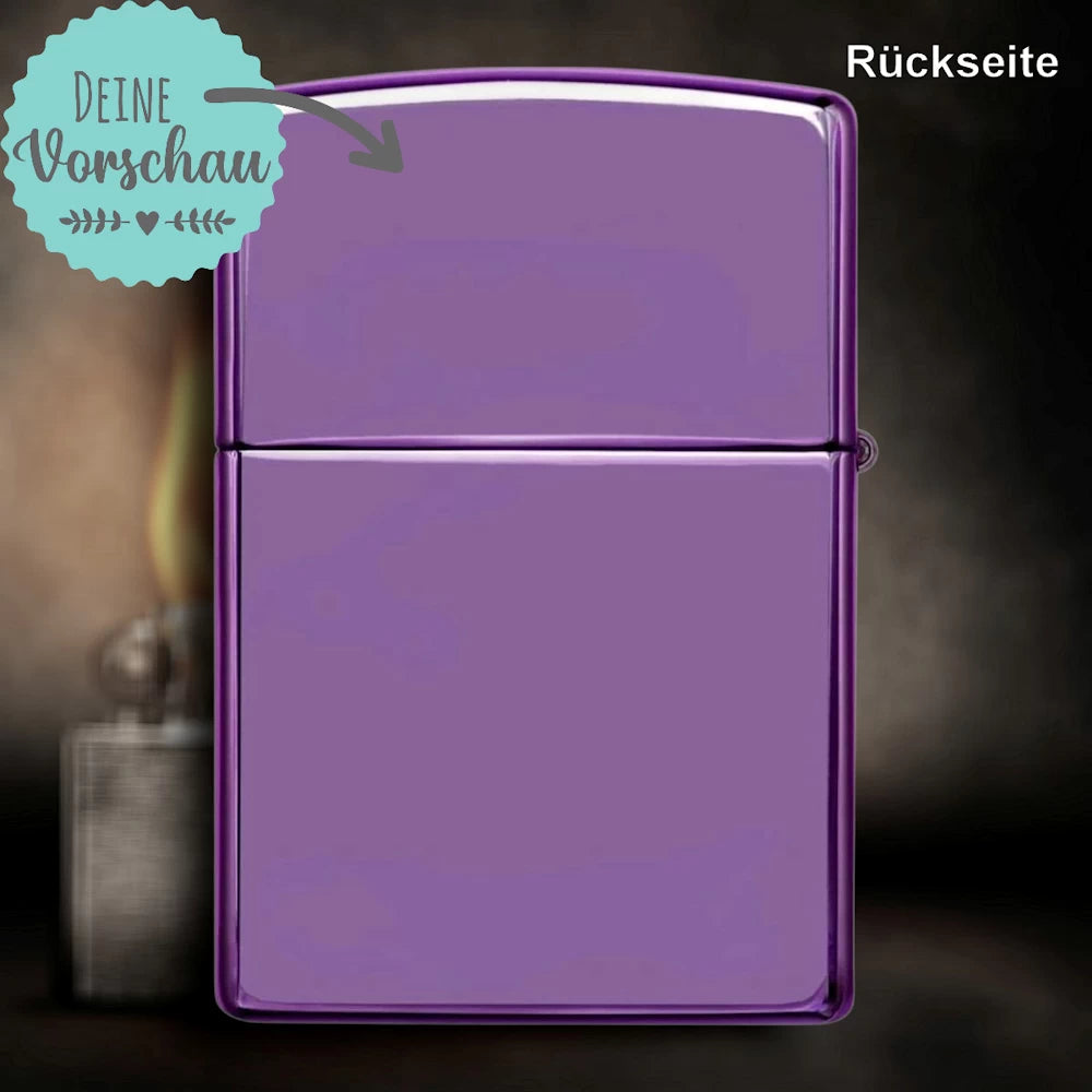 Original Zippo® High Polish Purple | Feuerzeug mit Gravur | Personalisiertes Sturmfeuerzeug