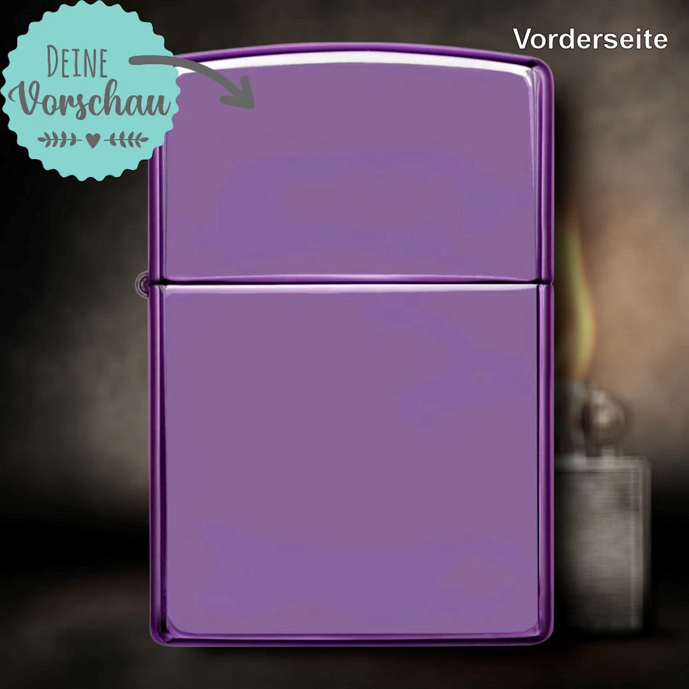 Original Zippo® High Polish Purple | Feuerzeug mit Gravur | Personalisiertes Sturmfeuerzeug