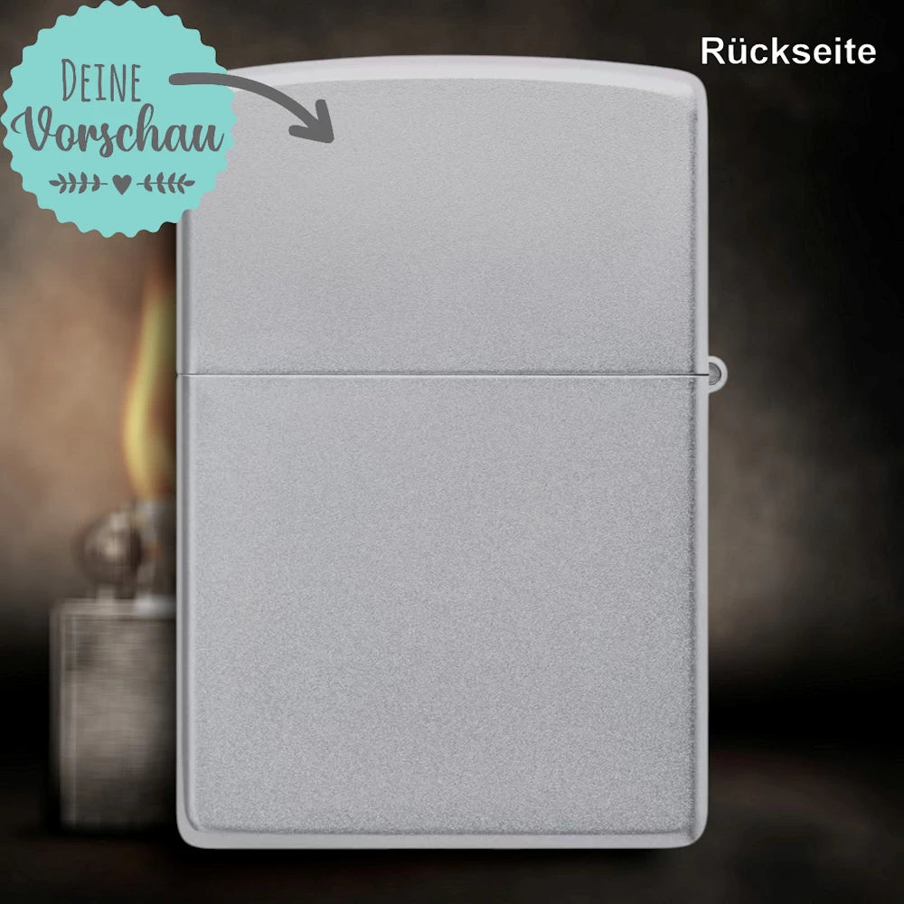 Original Zippo® Satin Chrome | Feuerzeug mit Gravur | Personalisiertes Sturmfeuerzeug