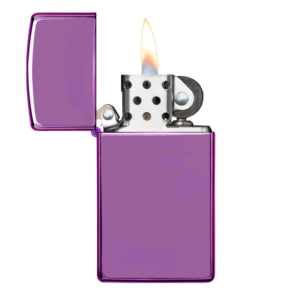 Zippo®Slim mit Gravur | High Polish Purple - Abyss | Personalisiertes Sturmfeuerzeug