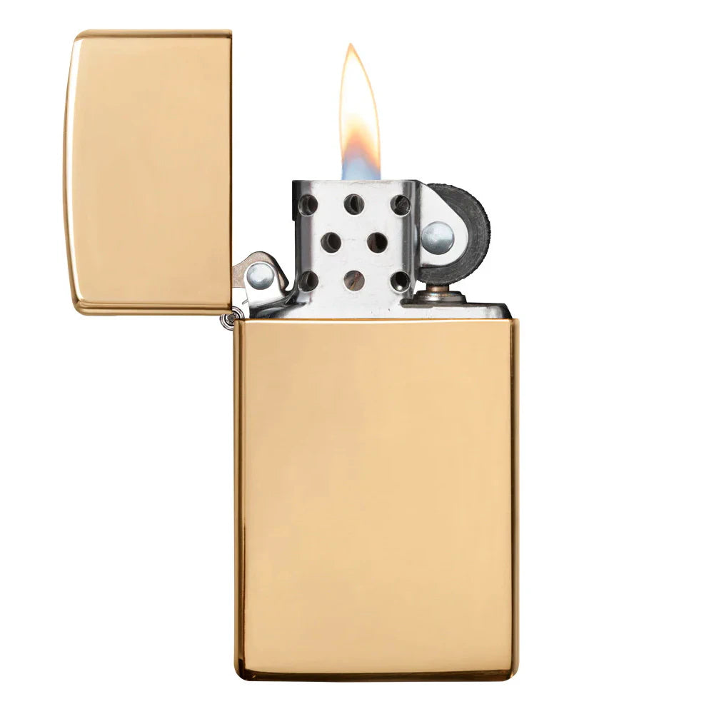 Zippo®Slim mit Gravur | Brass High Polish | Personalisiertes Sturmfeuerzeug