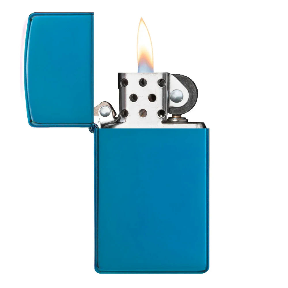Zippo®Slim mit Gravur | High Polish Blue - Sapphire | Personalisiertes Sturmfeuerzeug