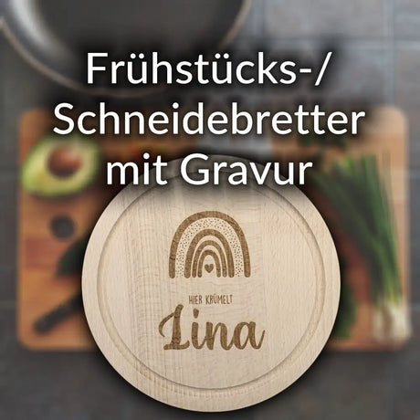Frühstücksbretter und Schneidebretter mit Gravur