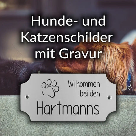 Hundeschilder und Katzenschilder mit Gravur