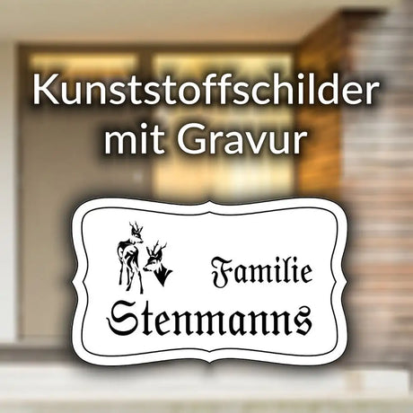 Kunststoffschilder mit personalisierter Lasergravur, in vielen verschiedenen Farben und Größen, selbst gestalten.. 