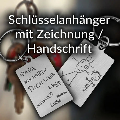 Schlüsselanhänger mit Zeichnung oder Handschrift
