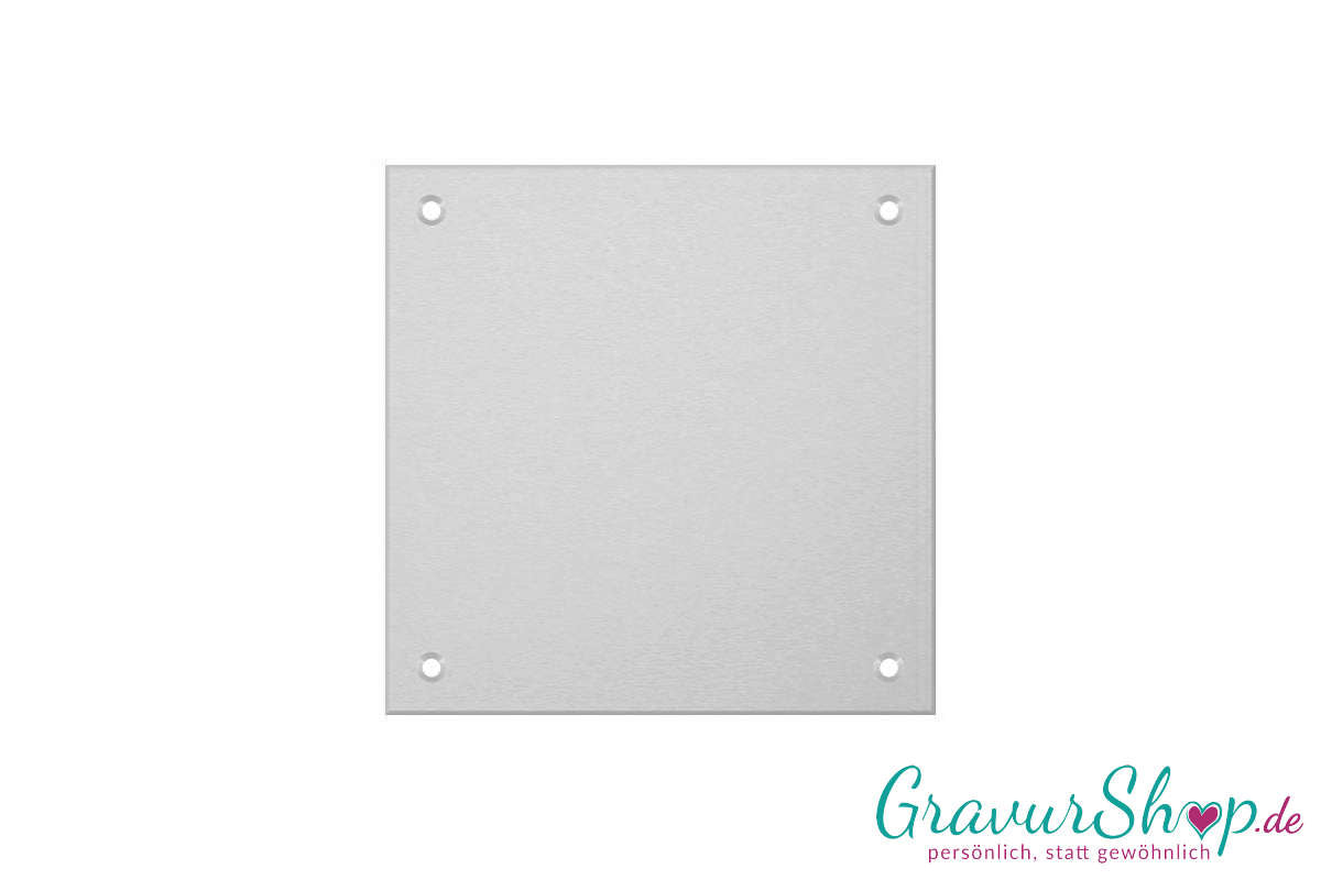 Aluminiumschild 100 x 100 mm mit Gravur; 4 Bohrungen