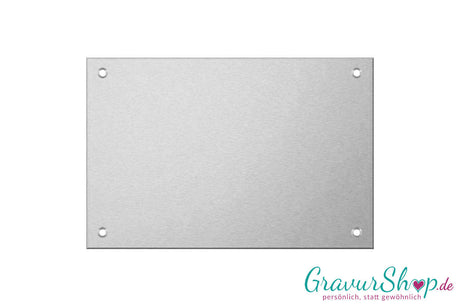Aluminiumschild 100 x 70 mm mit Gravur; 4 Bohrungen