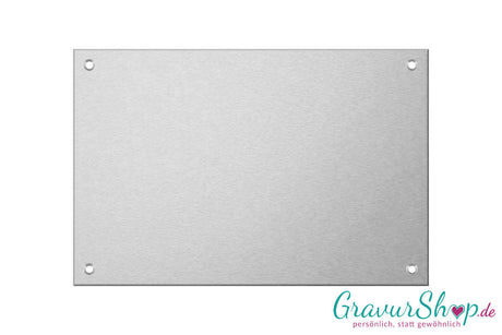 Aluminiumschild 150 x 100 mm mit Gravur; 4 Bohrungen