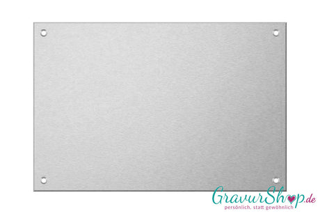 Aluminiumschild 200 x 130 mm mit Gravur; 4 Bohrungen