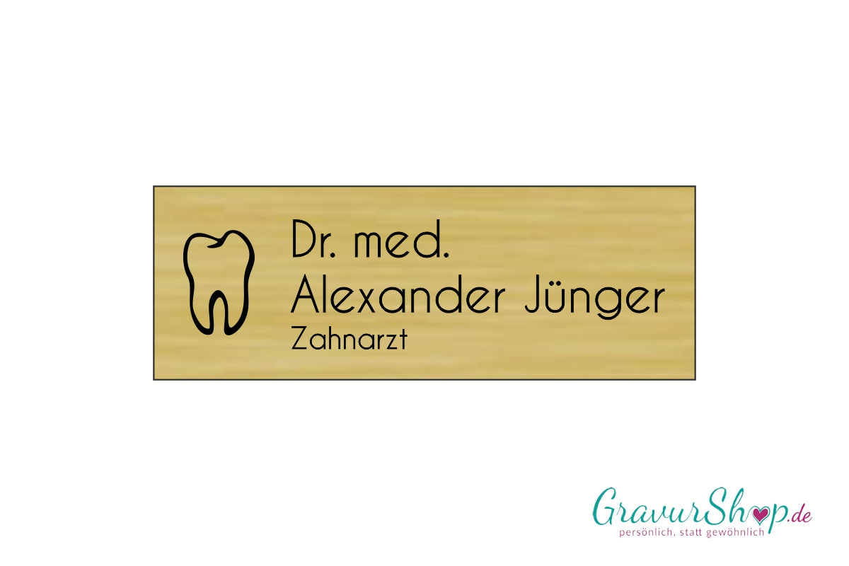 Ansteckschild mit Gravur - Model C gold gebürstet