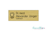 Ansteckschild mit Gravur - Model C gold gebürstet