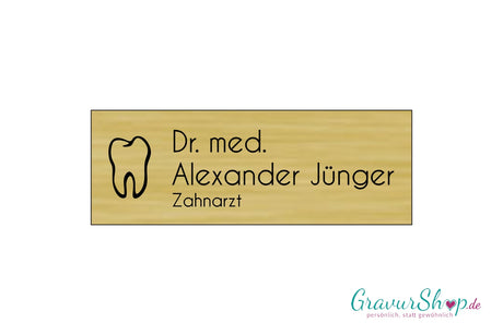 Ansteckschild mit Gravur - Model C gold gebürstet