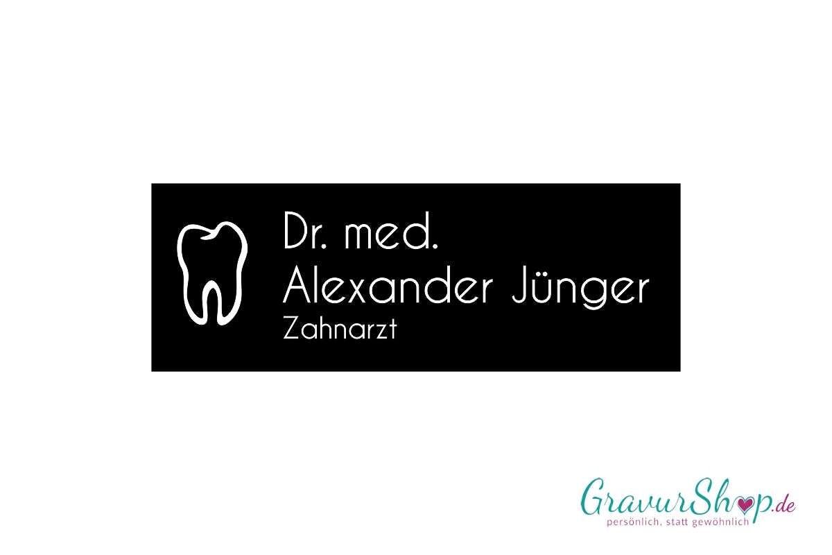 Ansteckschild mit Gravur - Model C schwarz