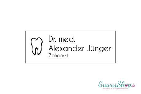 Ansteckschild mit Gravur - Model C weiß