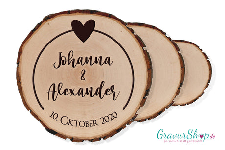 Baumscheibe Hochzeit mit Gravur Style 1