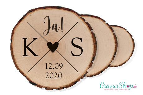 Baumscheibe Hochzeit mit Gravur Style 2