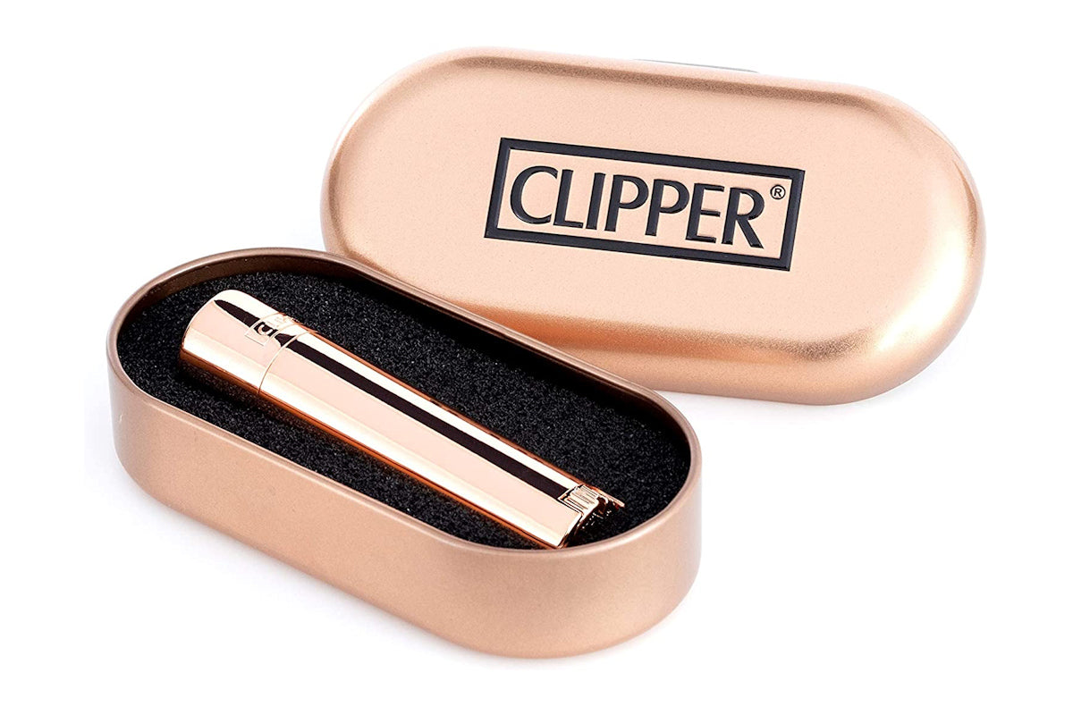 Clipper Feuerzeug in roségold glänzend mit Gravur in Box