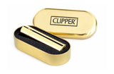 Clipper Feuerzeug Metall gold glänzend mit Gravur im Etui