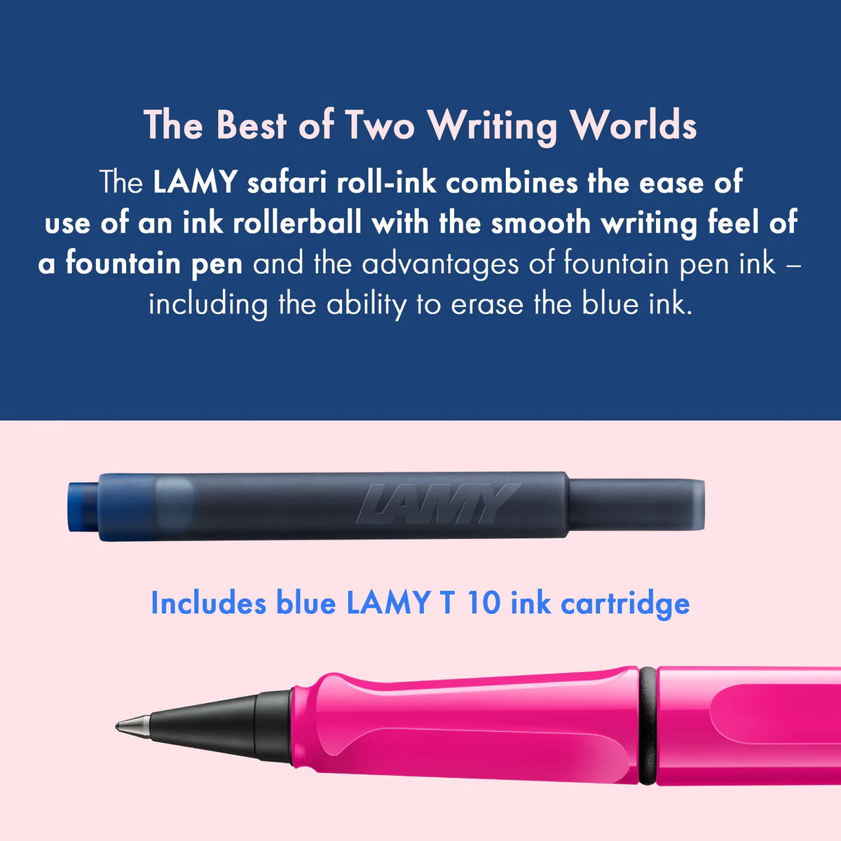 LAMY Safari roll-ink - Pink | Personalisiert mit Gravur | Tintenpatronenroller