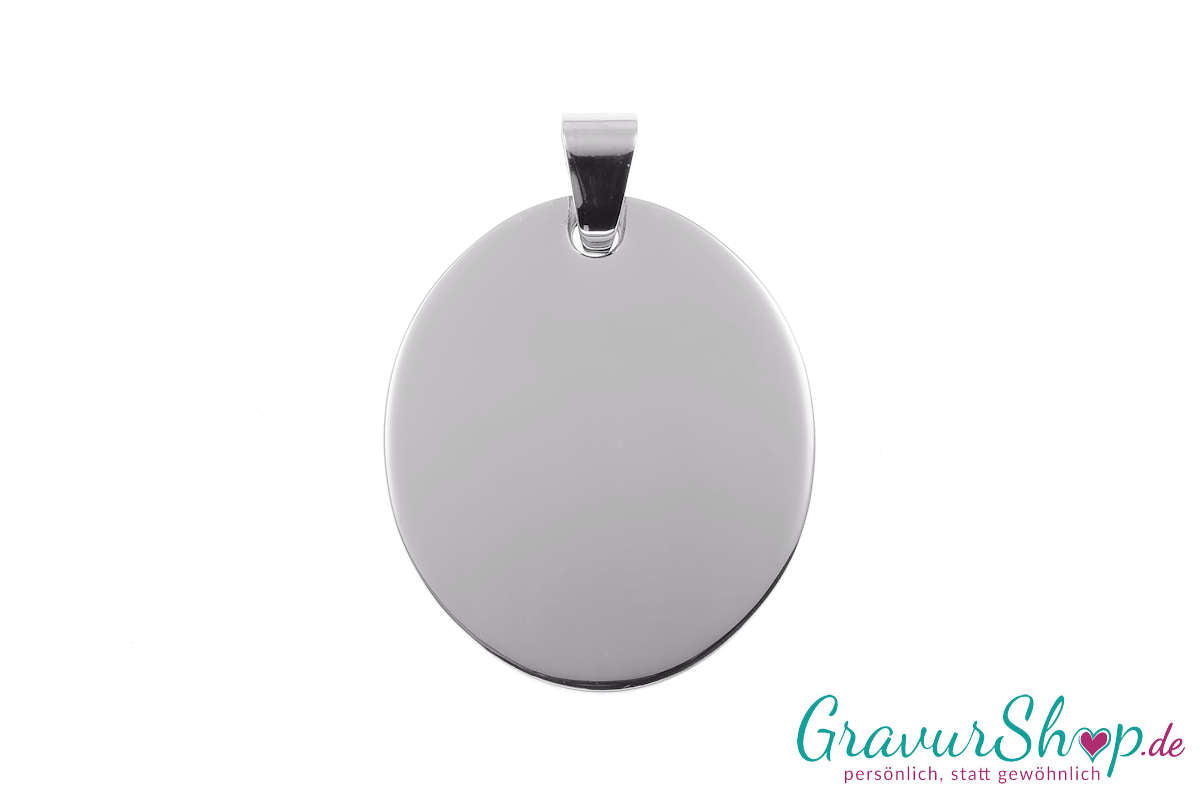 Edelstahlanhänger Oval 30 x 24 mm mit Gravur 