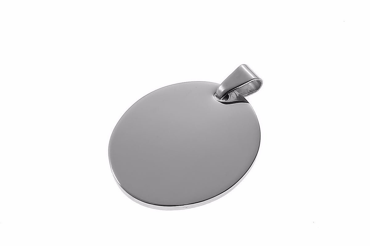 Edelstahlanhänger Oval 30 x 24 mm mit Gravur