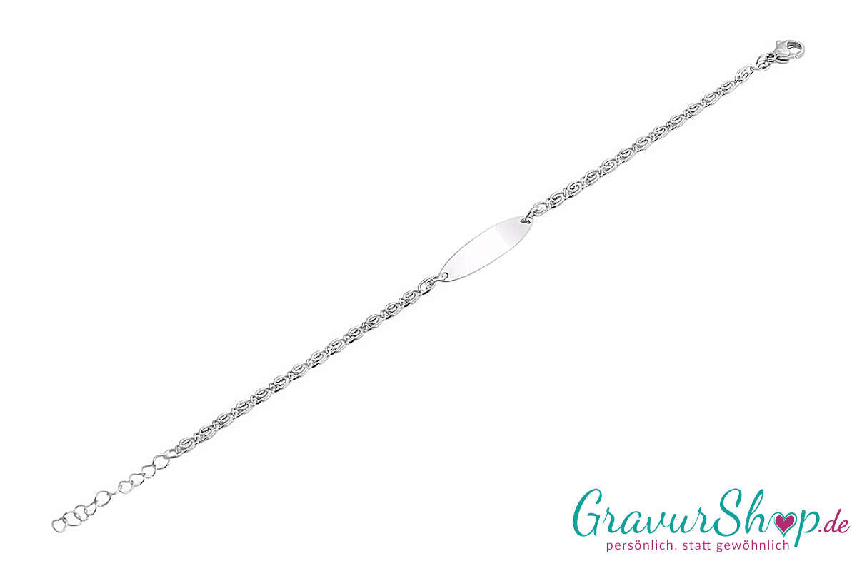 Edelstahlarmband Fantasieglieder 21 cm mit Gravur