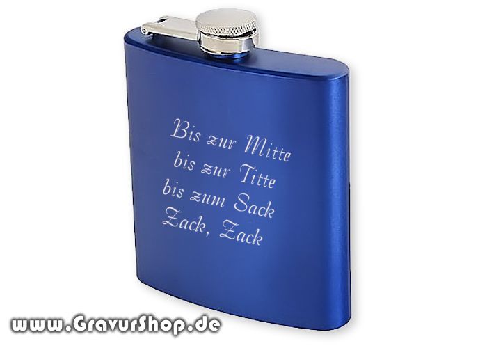 Flachmann 20 K marineblau mit Gravur Muster 2