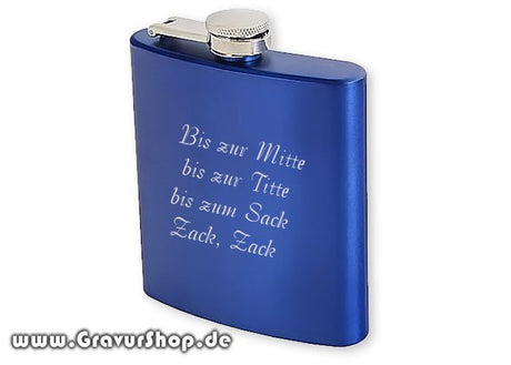 Flachmann 20 K marineblau mit Gravur Muster 2